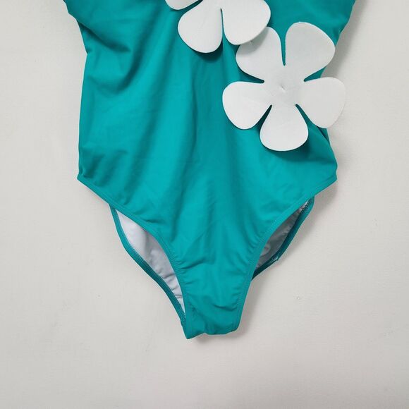 DAVI & DANI Women's Green White Flowers One Piece Bikini Size L - Picture 3 of 10